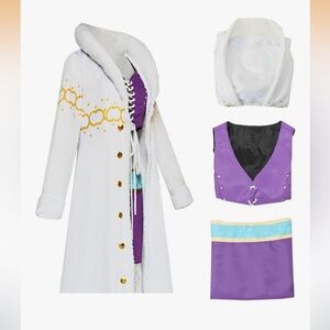 Furina Genshin Impact Cosplay Costume White Coat Purple Dress Set XS